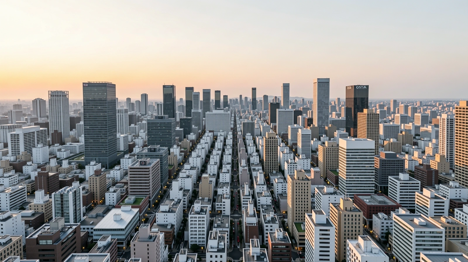 Osaka city skyline at dusk